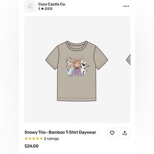 Frozen Bamboo T-shirt size 7-8 NWT by Cozy Castle Co. “Snowy Trio”